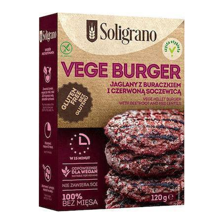 Soligrano Vege Burger Μπιφτέκι με Παντζάρι Για Χορτοφάγους 140gr