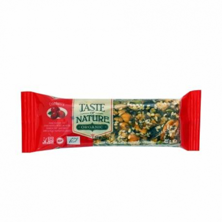 Taste Of Nature Organic Nut Bar Cranberry 40g