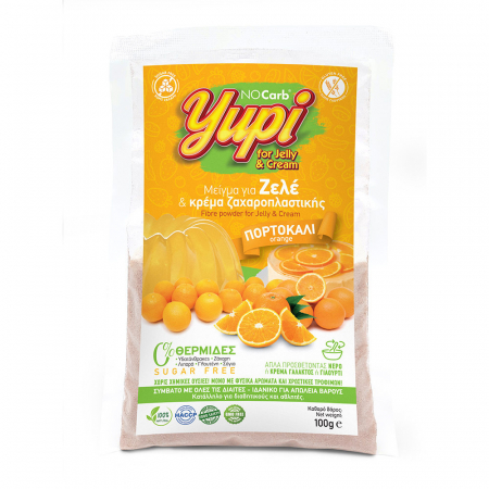 NoCarb Μείγμα για Γλυκά Yupi Πορτοκάλι για Ζελέ & Κρέμα Ζαχαροπλαστικής 100gr