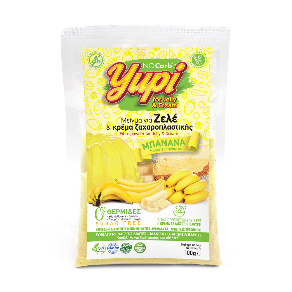 NoCarb Μείγμα για Γλυκά Yupi Μπανάνα για Ζελέ & Κρέμα Ζαχαροπλαστικής 100gr - Image 1