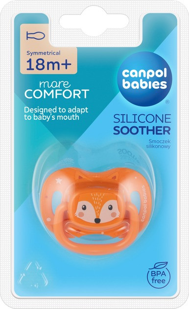 444009400 Canpol Babies Πιπίλα Σιλικόνης Exotic Animals για 18m+ μηνων αλεπού πορτοκαλί - Image 1