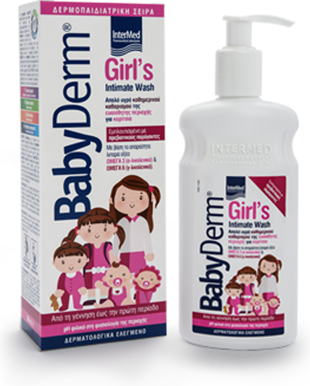 InterMed Παιδικό Αφρόλουτρο Babyderm Girls για την Ευαίσθητη Περιοχή σε Μορφή Κρέμας 300ml - Image 1