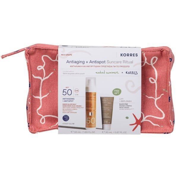 Korres Antiaging & Antispot Suncare Ritual Ροζ Σετ με Αντηλιακό Προσώπου & Νεσεσέρ SPF50 3τμχ - Image 1